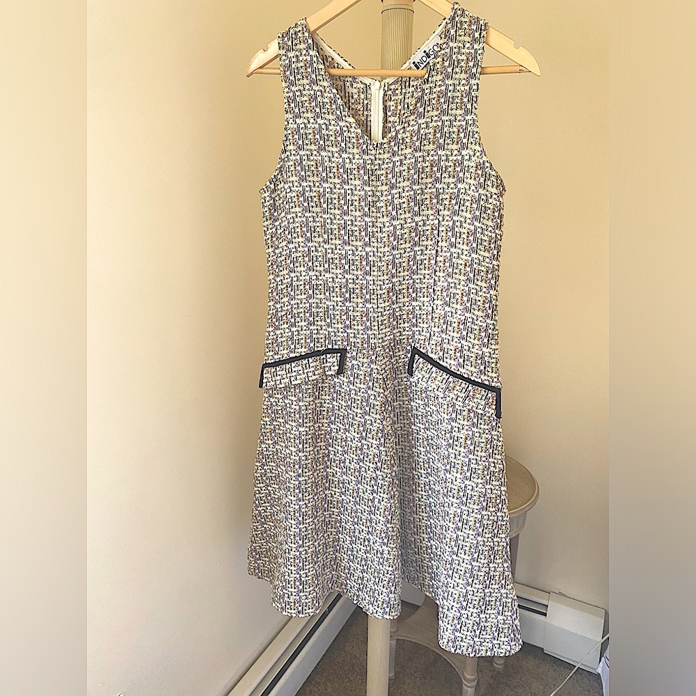 Indigo tweed sleevless dress